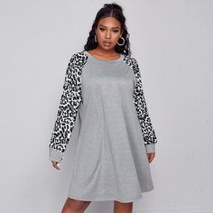 Леопардовый Повседневный Платья размер плюс Shein