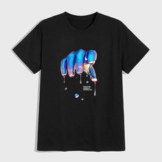 Мужская футболка с оригинальным принтом Shein