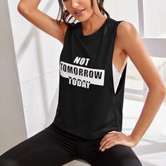 Спортивная майка с текстовым принтом Shein