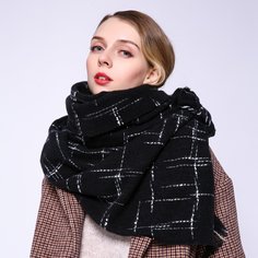 Шарф в клетку с необработанным краем Shein