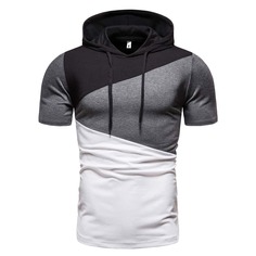 Мужская контрастная футболка с капюшоном Shein