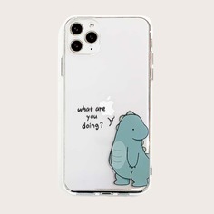 Чехол для iPhone с текстовым и мультипликационным принтом Shein