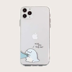 Чехол для iPhone с текстовым и мультипликационным принтом Shein