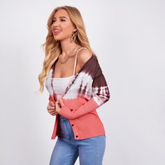 Однобортный кардиган с принтом тай дай Shein