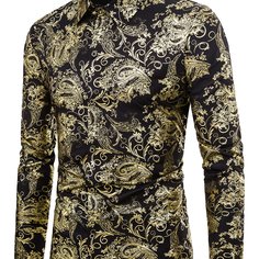 Однобортный Барокко Вечеринка Мужские рубашки Shein