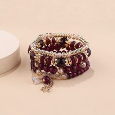 Браслет из бисера с металлической бахромой 4шт Shein