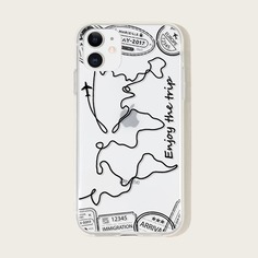 Чехол для iPhone с картой и маркой Shein