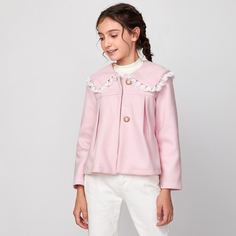 плиссированное Повседневный Пальто для девочек Shein