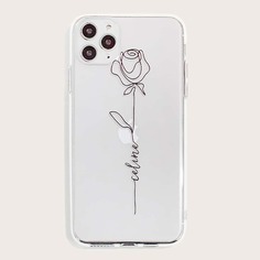 Прозрачный чехол для iPhone с цветочным принтом Shein