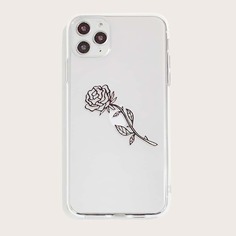 Прозрачный чехол для iPhone с цветочным принтом Shein