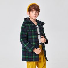 на молнии шотландка Институтский Пальто для мальчиков Shein