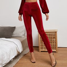 Бархатные леггинсы с эластичной талией Shein