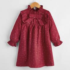 Платье в горошек с бантом для девочек Shein