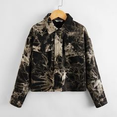 Куртка с карманом и принтом тай дай для девочек Shein