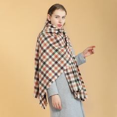 Клетчатые изображения Повседневный Шарфы Shein