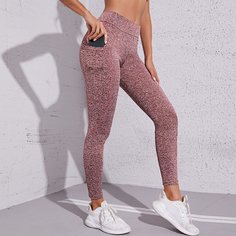 Однотонные Леггинсы С Широким Эластичным Поясом Shein