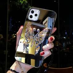 Зеркальный чехол для iPhone с узором бабочки Shein
