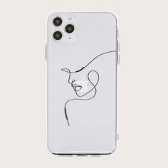 Прозрачный чехол для iPhone с графическим принтом Shein