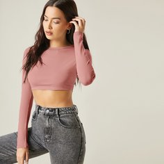 Однотонная короткая футболка Shein