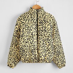 на молнии Леопардовый Повседневный Куртки для девочек Shein