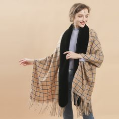 Шарф в клетку с бахромой Shein