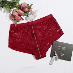 Кружевные трусики на молнии размера плюс Shein