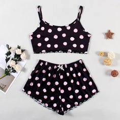 с бантом Принт милый Пижама Shein