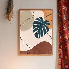 Стенная живопись с принтом листа без рамки Shein