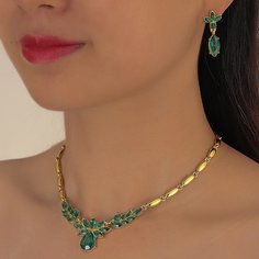 1шт ожерелье и 1 пара серьги со стразами Shein