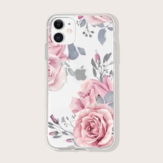 Прозрачный чехол для iPhone с узором розы Shein