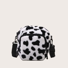 Плюшевая сумка через плечо с коровьим узором Shein