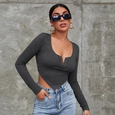 Асимметричная кроп футболка Shein