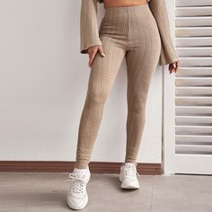 Одноцветный Спортивный Леггинсы Shein