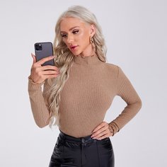 Вязаная футболка в рубчик Shein