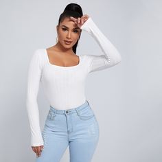 Однотонная трикотажная футболка Shein