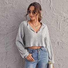 трикотажный Одноцветный Повседневный Футболки Shein