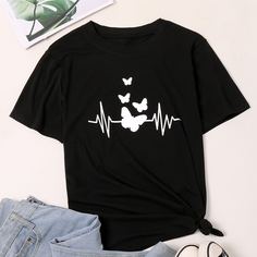 Животный Повседневный Футболка размера плюс Shein