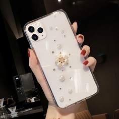 Прозрачный чехол для iPhone с искусственными жемчугами Shein