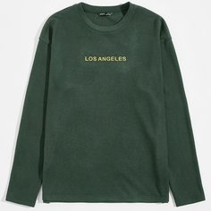 Мужская футболка с текстовой вышивкой Shein