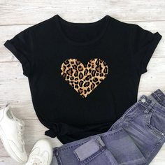 Леопард Повседневный Футболка размера плюс Shein