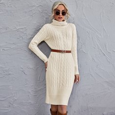 Одноцветный Элегантный Платья-свитеры Shein