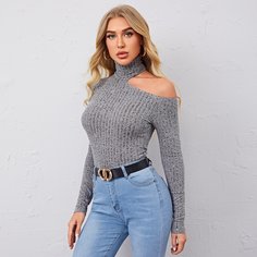Трикотажная асимметричная футболка Shein