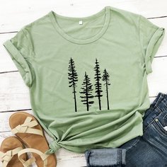 Растения Повседневный Футболки Shein