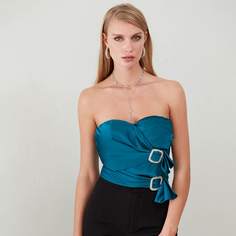 Атласный топ без бретелек с пряжкой Shein