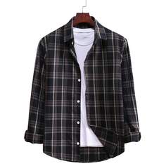 Мужская рубашка в клетку без футболки Shein