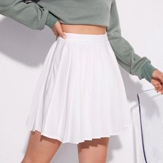 на молнии Одноцветный Институтский Юбки Shein