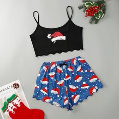 Пижама на бретельках с принтом "Рождество Shein