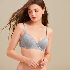 Бюстгальтер на косточках с кружевной отделкой Shein
