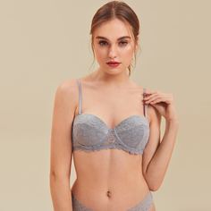 Кружевной бюстгальтер на косточках со вставками Shein