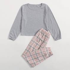 в клетку Повседневный Домашняя одежда для девочек Shein